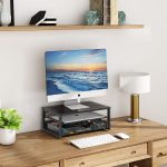 Simple Trending-Metal Monitor Stand Riser and Computer Desk Organizer with Drawer for Laptop, Computer, iMac, Black - Image 2